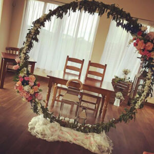 Moon Gate with Silk Flowers
